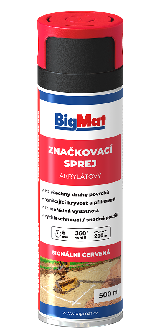 BigMat Sprej značkovací červená 500 ml