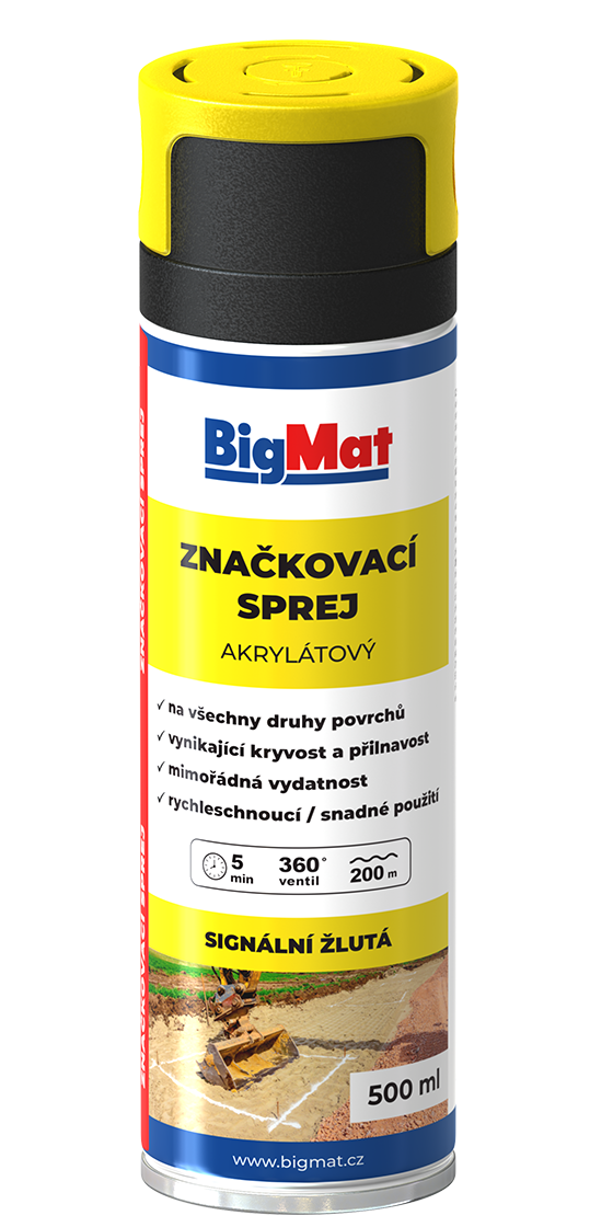 BigMat Sprej značkovací žlutá 500 ml