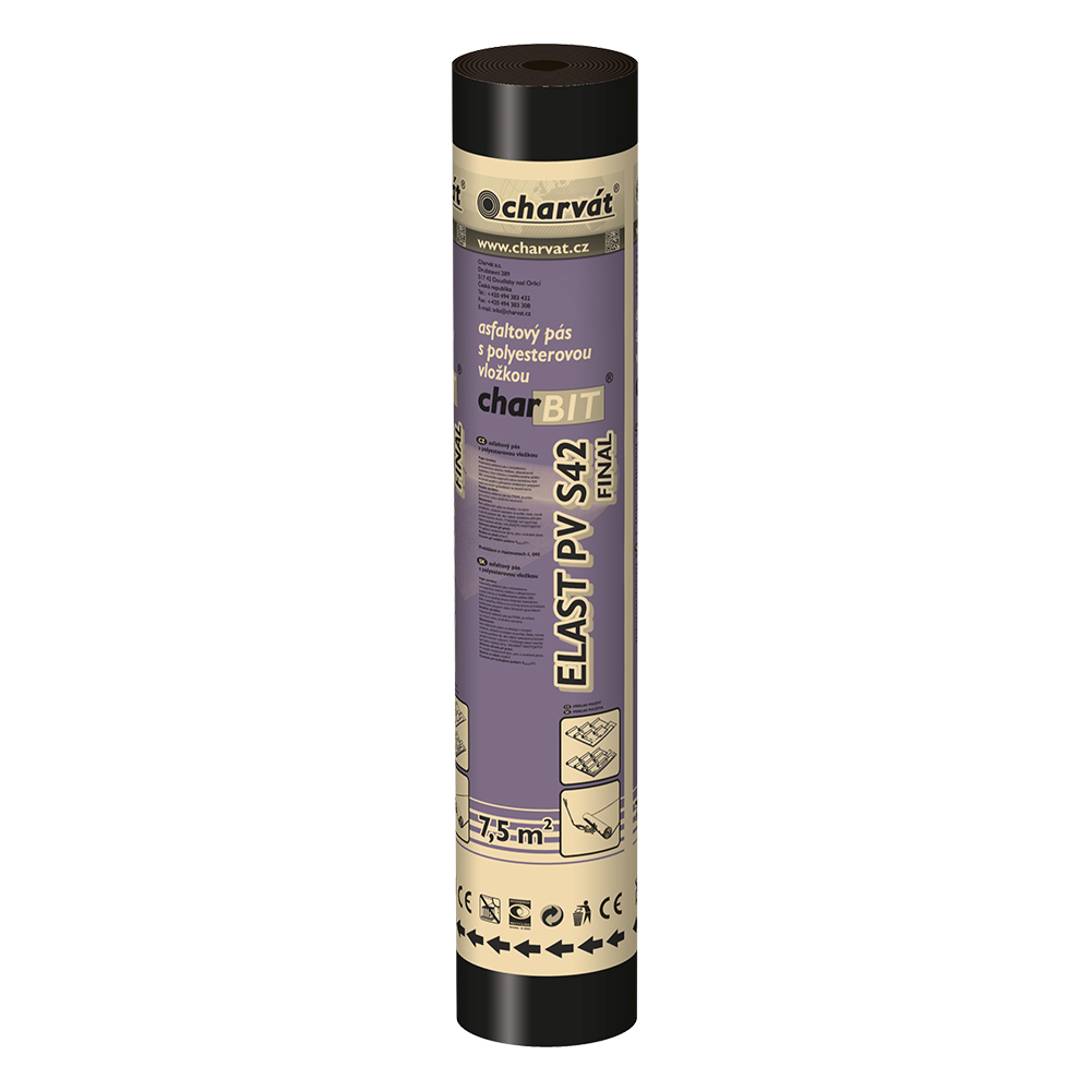 Charvát Pás asfaltový charBIT ELAST PV S42 FINAL natur šedý tl.4,2mm [7,5m2]