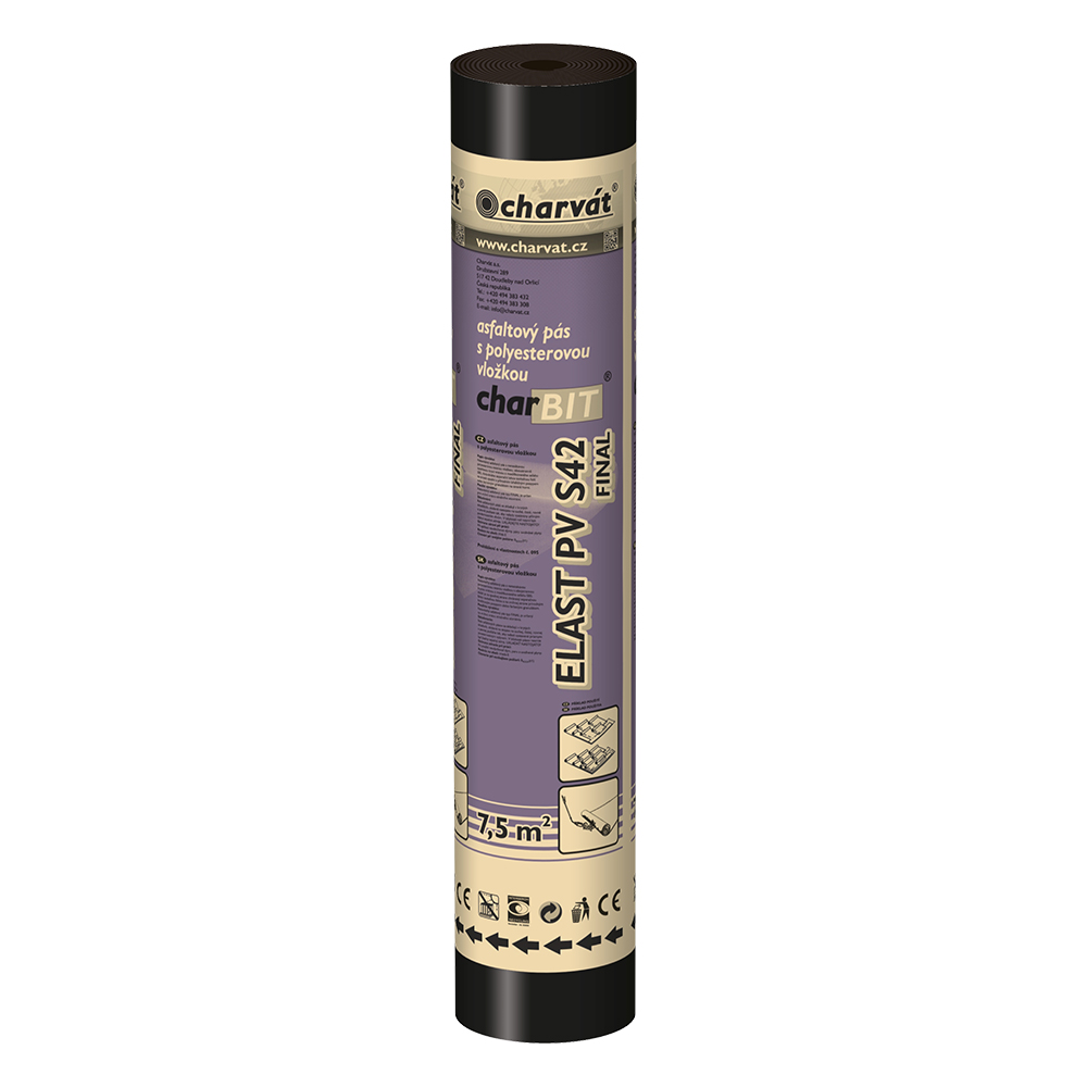 Charvát Pás asfaltový charBIT ELAST PV S42 FINAL hnědý mix tl.4,2mm [7,5m2]