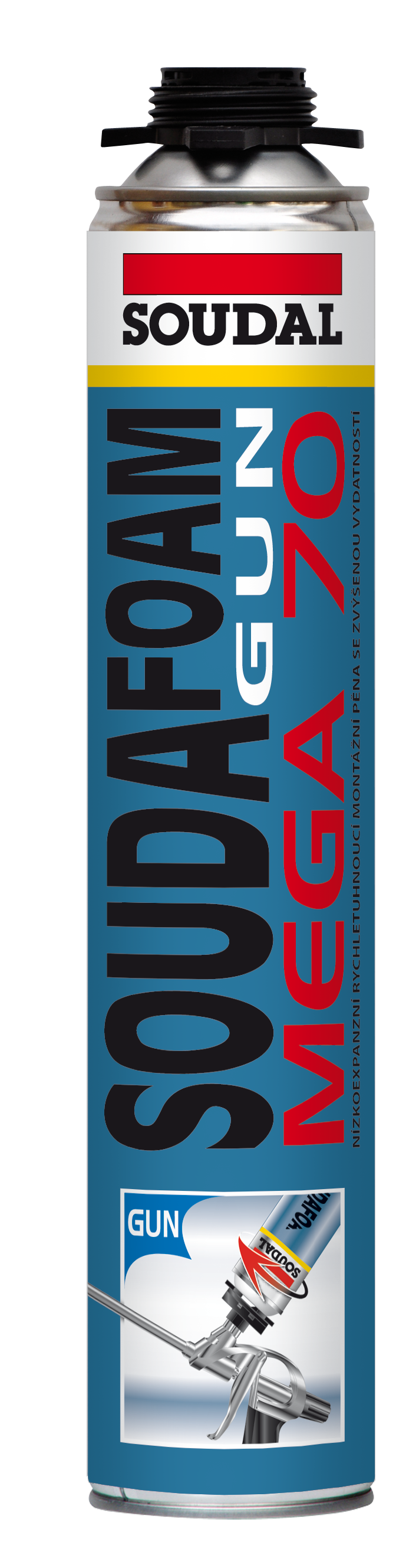 Soudal Pěna montážní pistolová nízkoexpanzní Soudafoam Gun Mega 870 ml