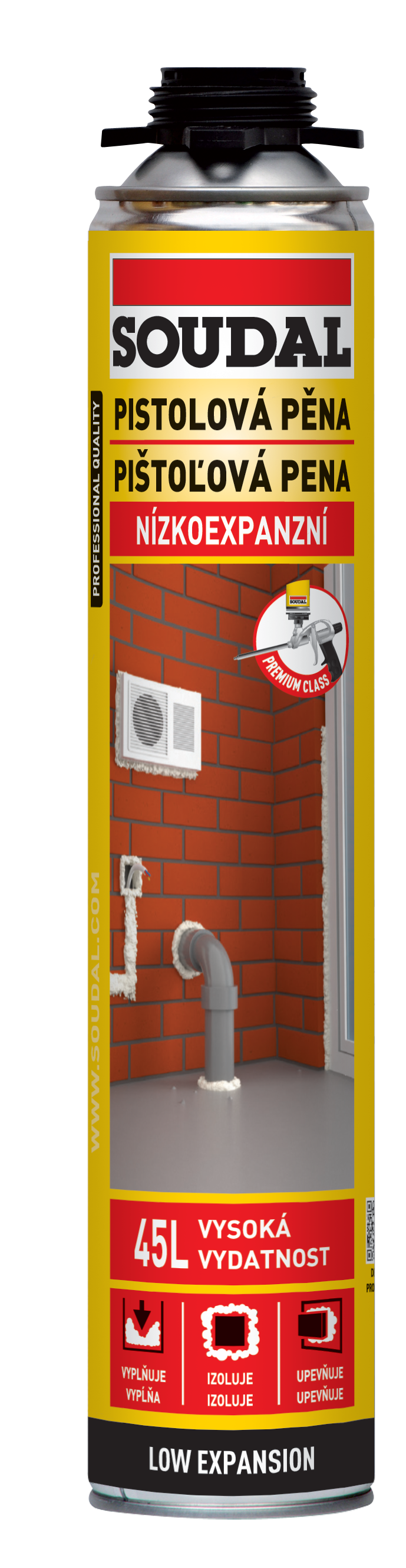 Soudal Pěna montážní pistolová nízkoexpanzní 750 ml