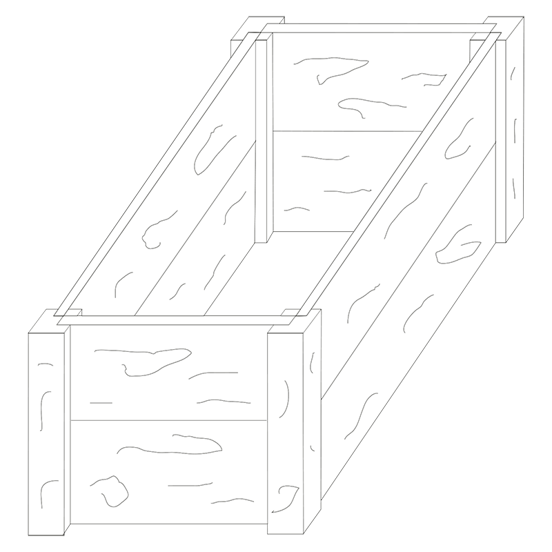 Ferobet Záhon betonový 2060×1120×800 mm zvýšený natur reliéfní staré dřevo