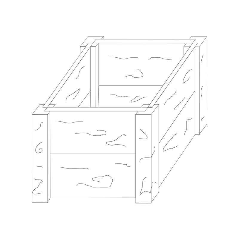 Ferobet Záhon betonový 1120×1120×800 mm zvýšený natur reliéfní staré dřevo