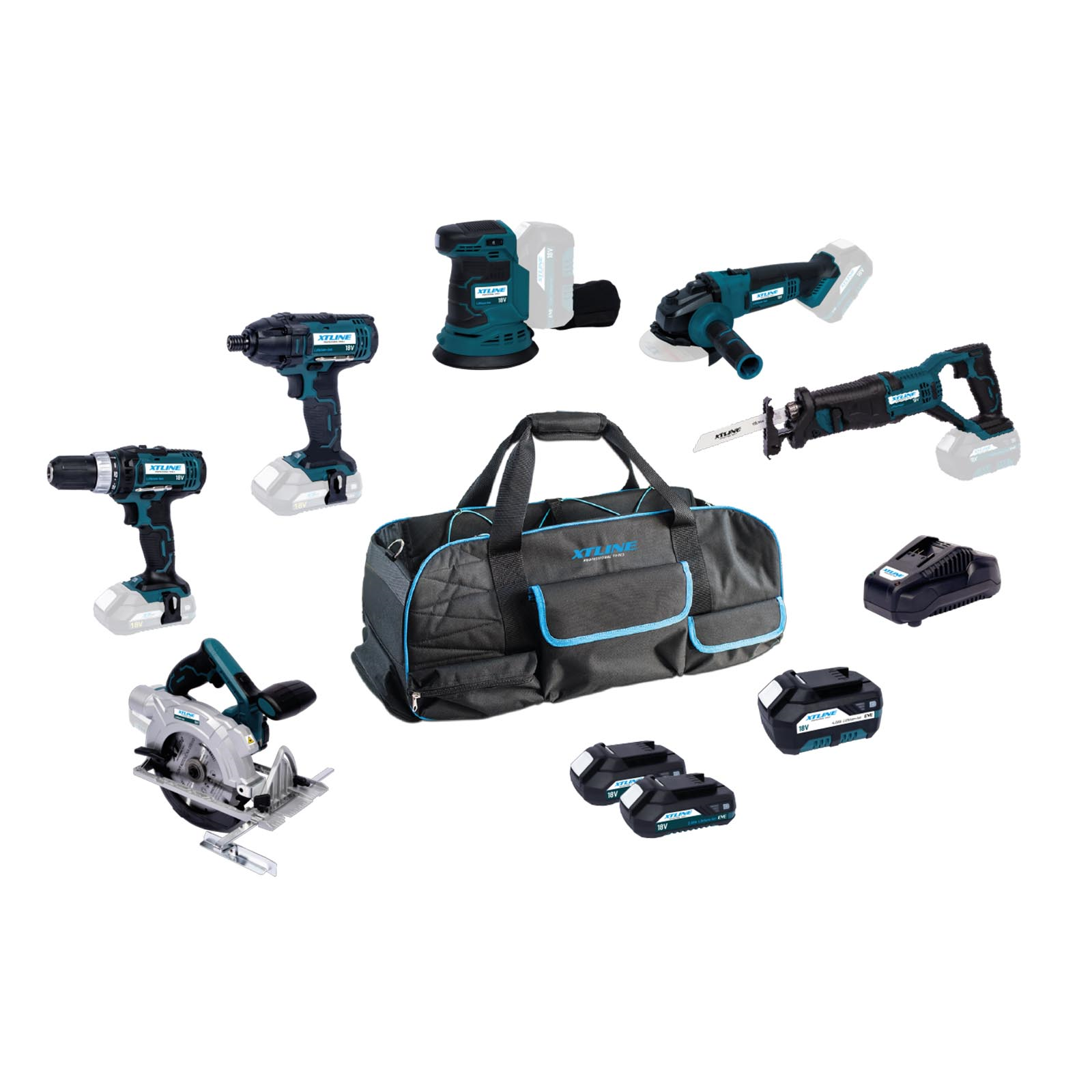 XTline Sada aku nářadí 18 V, 10 dílů