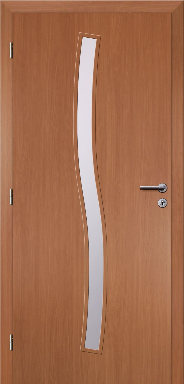 Solodoor Dveře fólie SMART 1 buk 80 L oblá hrana boční sklo satinato