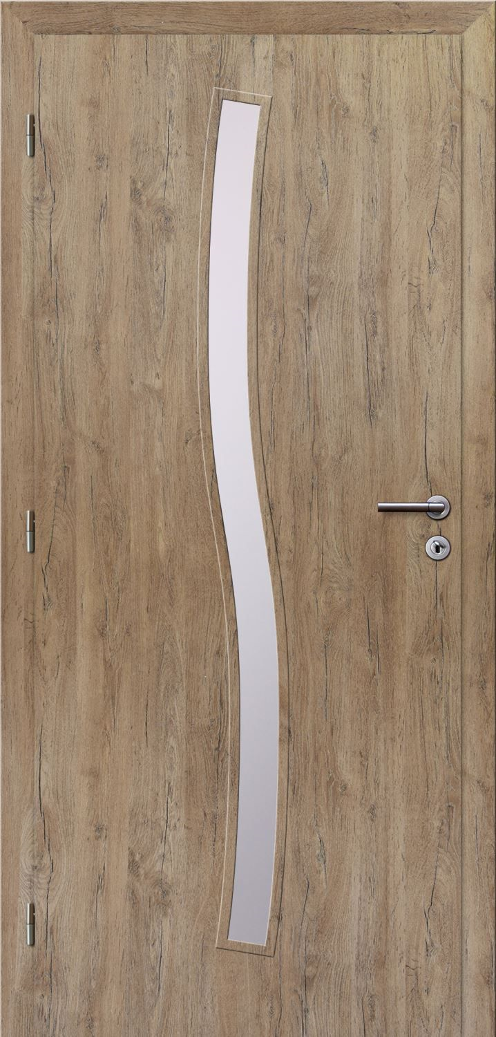 Solodoor Dveře struktur SMART 1 dub alpský 80 L oblá hrana boční sklo satinato