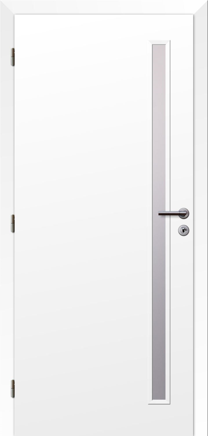 Solodoor Dveře fólie SMART 20 bílá 90 L oblá hrana boční sklo satinato