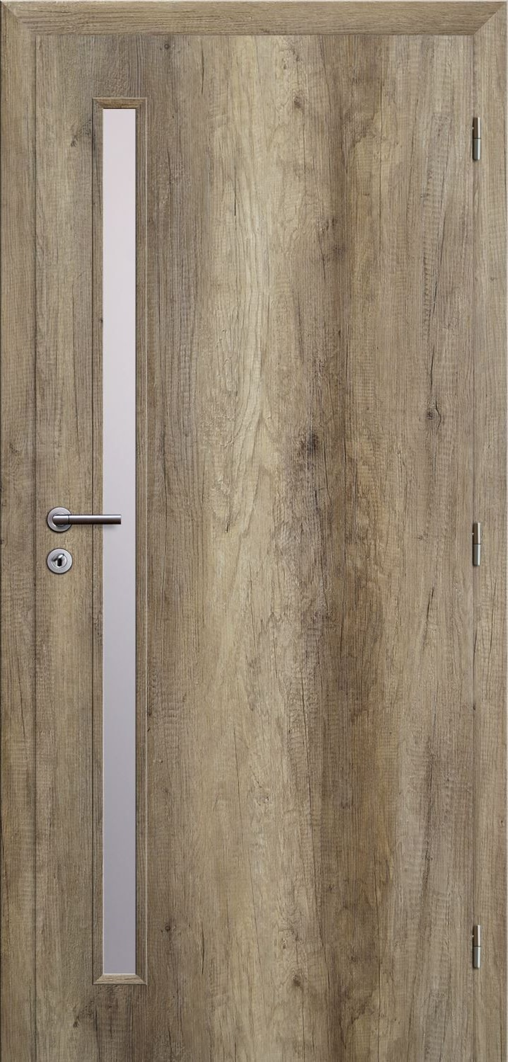 Solodoor Dveře struktur SMART 20 dub canyon 80 P oblá hrana boční sklo satinato