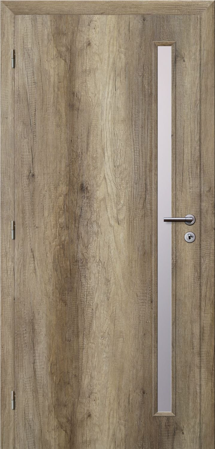 Solodoor Dveře struktur SMART 20 dub canyon 90 L oblá hrana boční sklo satinato