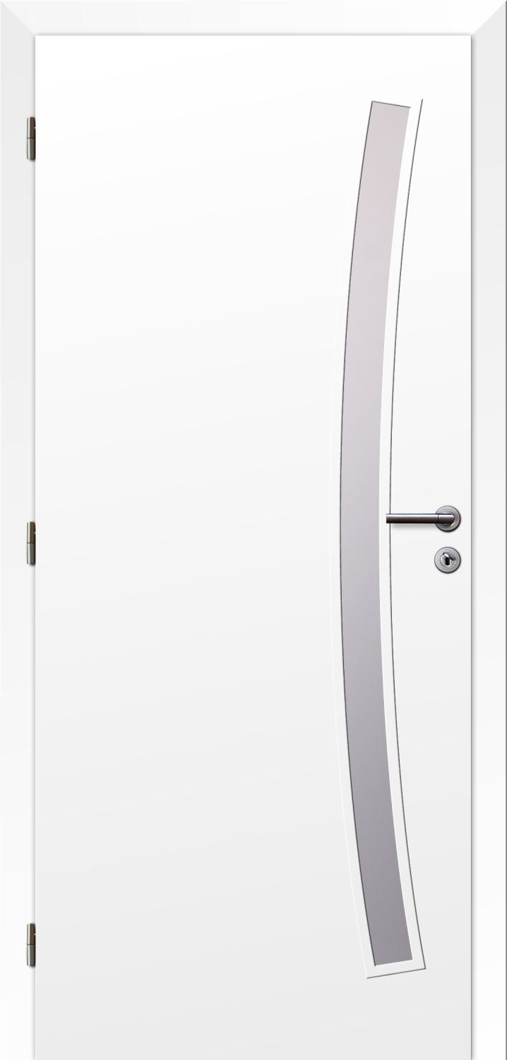 Solodoor Dveře fólie SMART 21 bílá 80 L oblá hrana boční sklo satinato