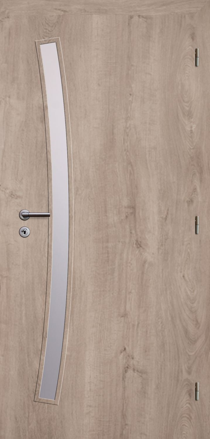 Solodoor Dveře struktur SMART 21 dub western 70 P oblá hrana boční sklo satinato