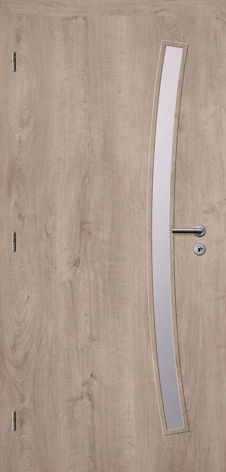 Solodoor Dveře struktur SMART 21 dub western 90 L oblá hrana boční sklo satinato