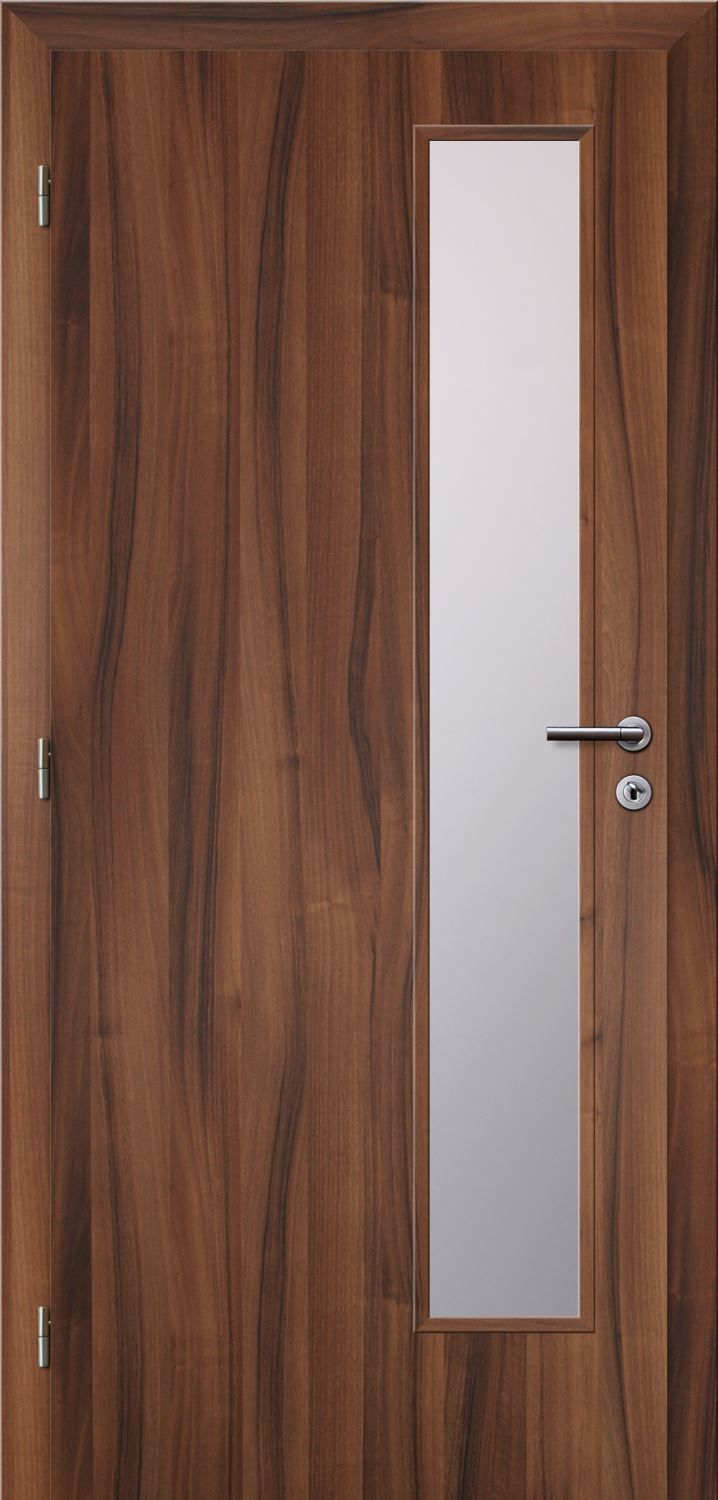 Solodoor Dveře fólie SMART 22 ořech 80 L oblá hrana boční sklo satinato