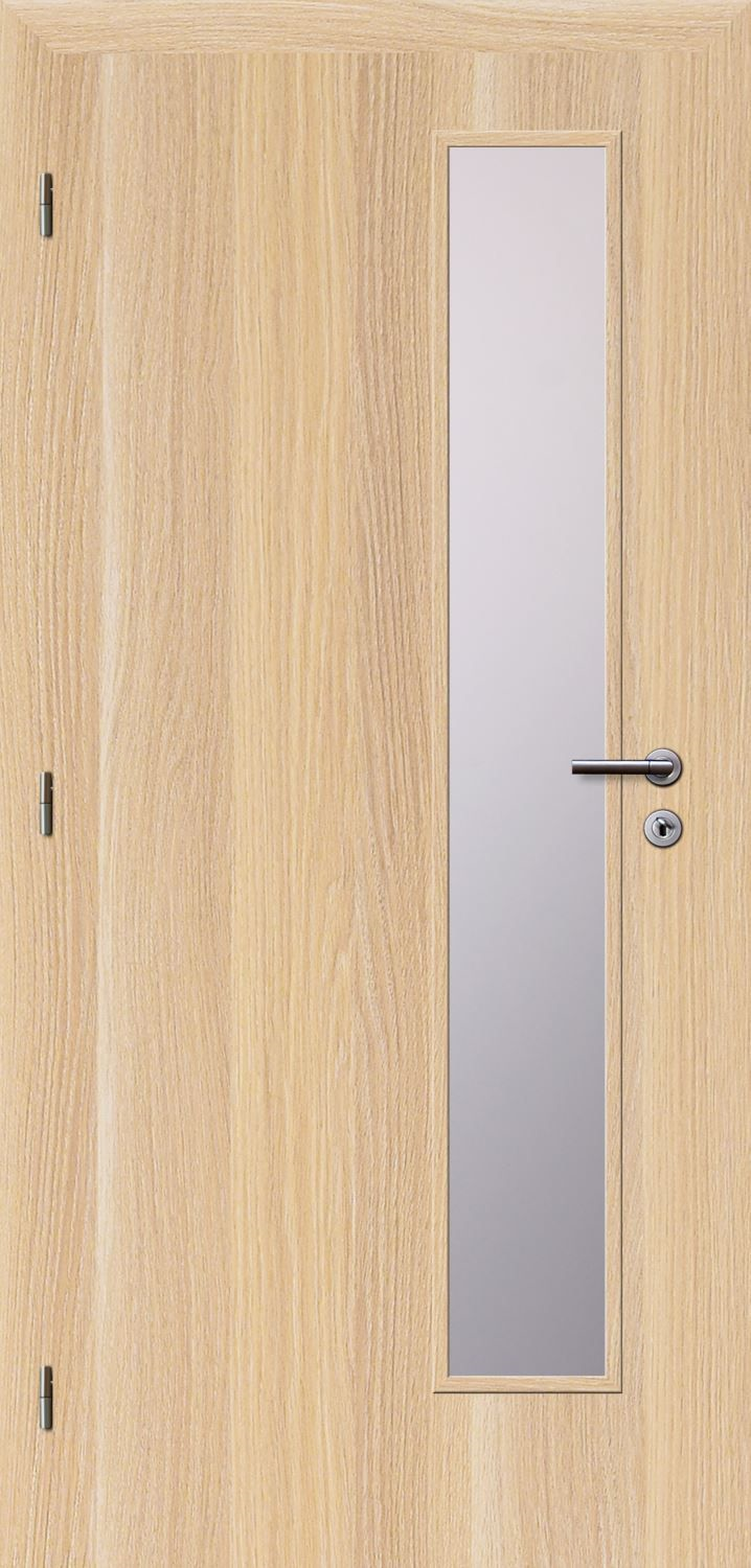 Solodoor Dveře struktur SMART 22 stockholm 80 L oblá hrana boční sklo satinato