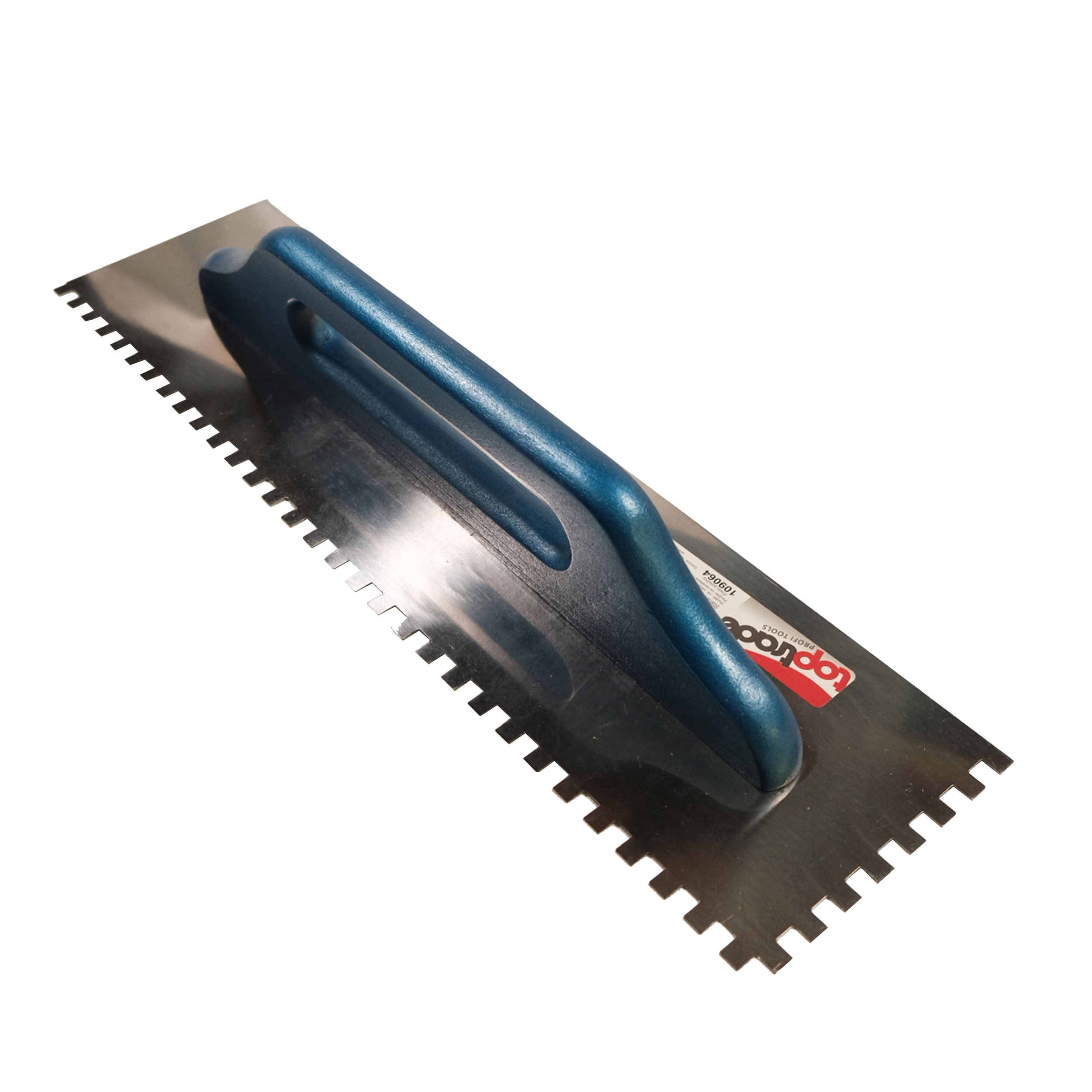 Toptrade Hladítko nerezové, s dřevěnou rukojetí, zub 8 mm, 500×130 mm, standard