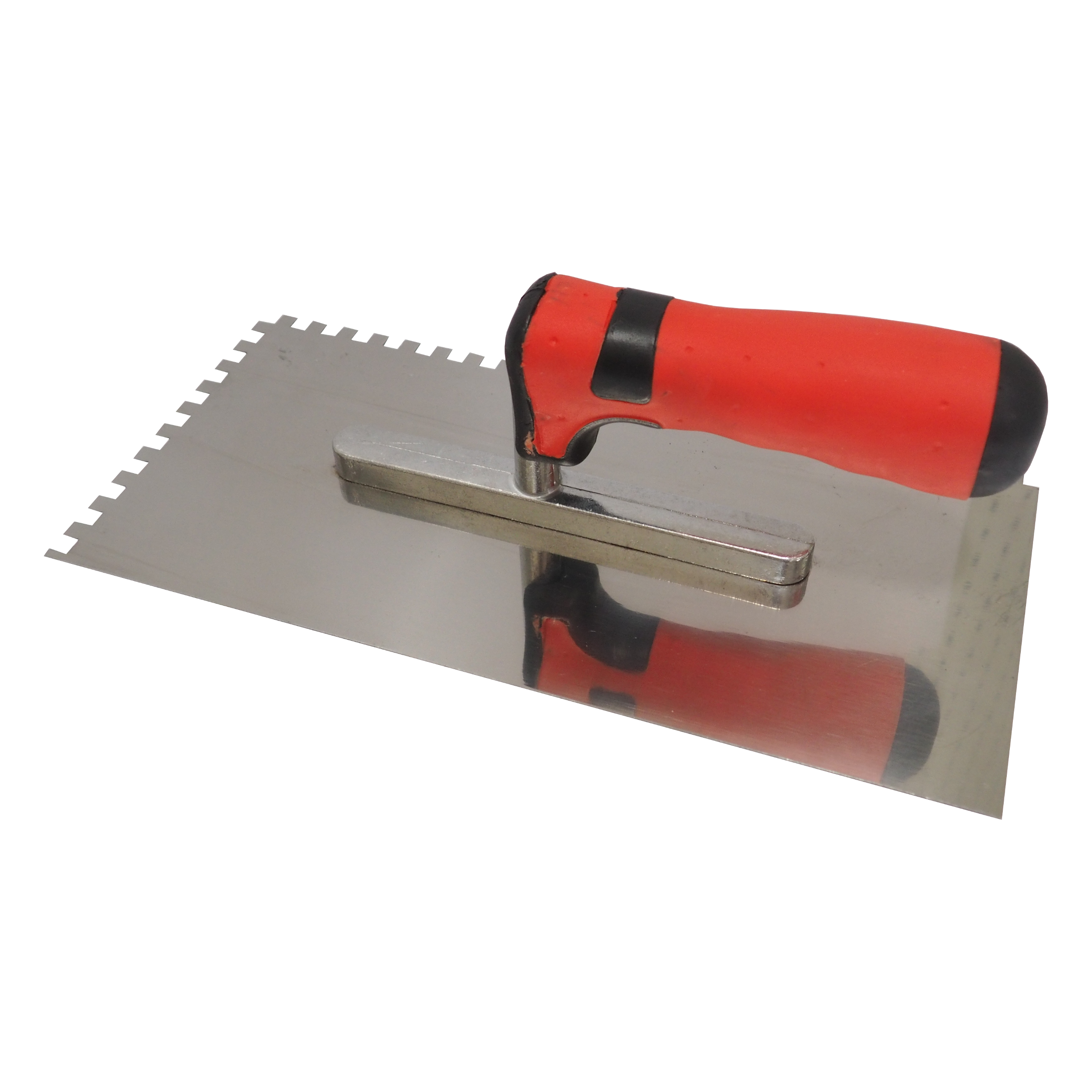 Toptrade Hladítko nerezové, s pogumovanou rukojetí, zub 4 mm, 270×130 mm, profi