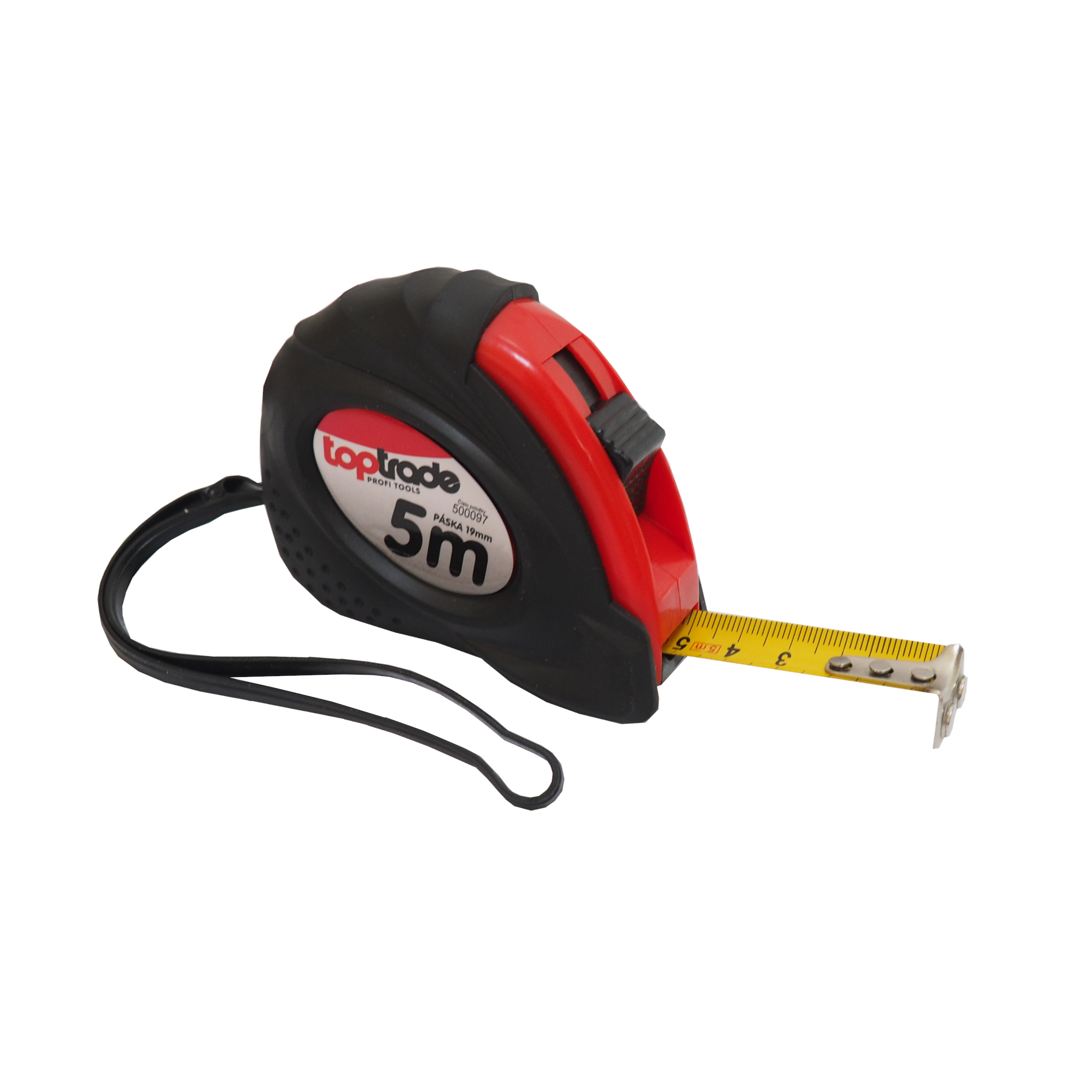 Toptrade Metr svinovací, s pogumovaným obalem a magnetem, 19 mm / 5 m