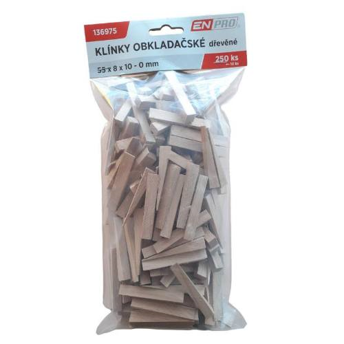Klínky obkladačské dřevěné, 55 x 8 x 10 - 0 mm, 250 ks, Enpro