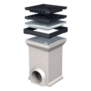 MEA Vpusť dvorní 300×300 mm polymerbeton + pozink. mřížkový rošt 30/30 A15