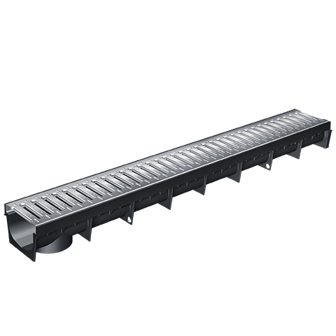MEA Žlab odvodňovací Park 100 1000 mm PE-HD + pozinkovaný rošt A15 kN