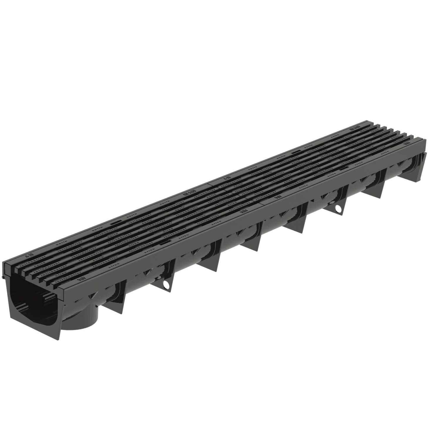 MEA Žlab odvodňovací Park 100 1000 mm PE-HD + PP rošt A15 kN černý