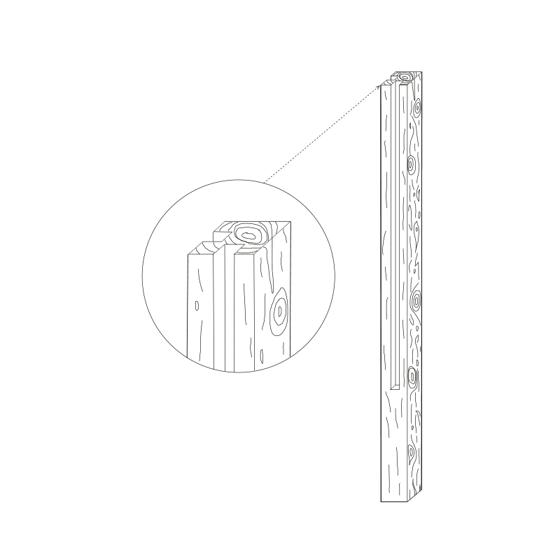 Ferobet Sloupek plotový 2 m 160×160×2780 mm rohový natur reliéfní staré dřevo (12)