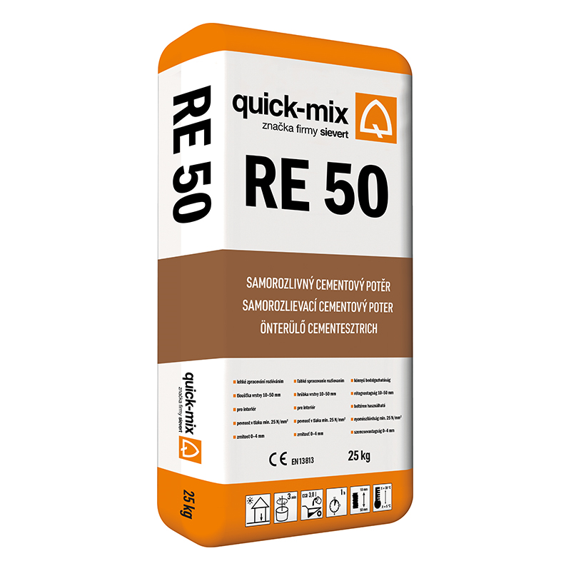 Quick-mix Potěr cementový samorozlivný RE 50 šedá 25 kg
