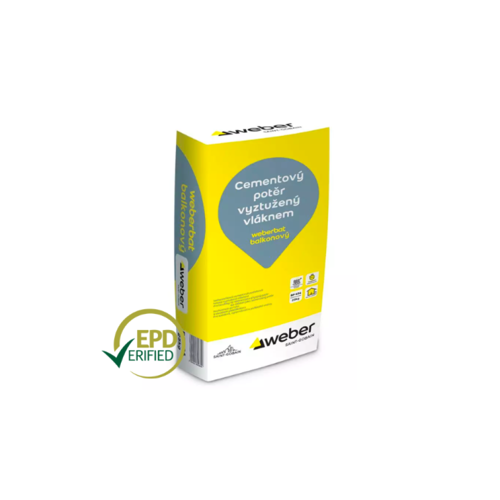 Weber Potěr cementový vyztužený vláknem weberbat balkonový 25 kg