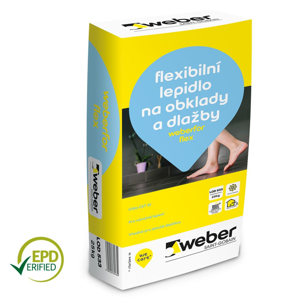 Weber Lepidlo na obklady a dlažby flexibilní weberfor flex (C2TE S1) 25kg