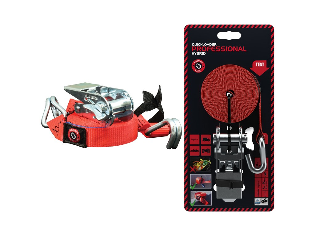Quickloader Popruh dvoudílný s ráčnou a magnetem Hybrid 900 kg 5 m x 25 mm