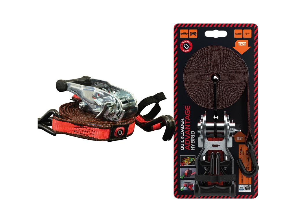 Quickloader Popruh dvoudílný s ráčnou a magnetem Hybrid 1200 kg 5,5 m x 25 mm