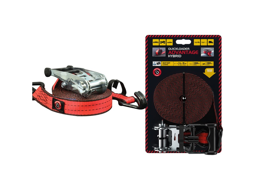 Quickloader Popruh dvoudílný s ráčnou a magnetem Hybrid 2000 kg 6 m x 35 mm