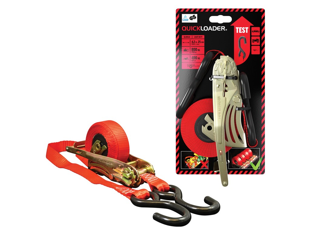 Quickloader Popruh jednodílný samonavijecí s ráčnou 800 kg 4,2 m (0,7 m + 3,5 m) x 25 mm