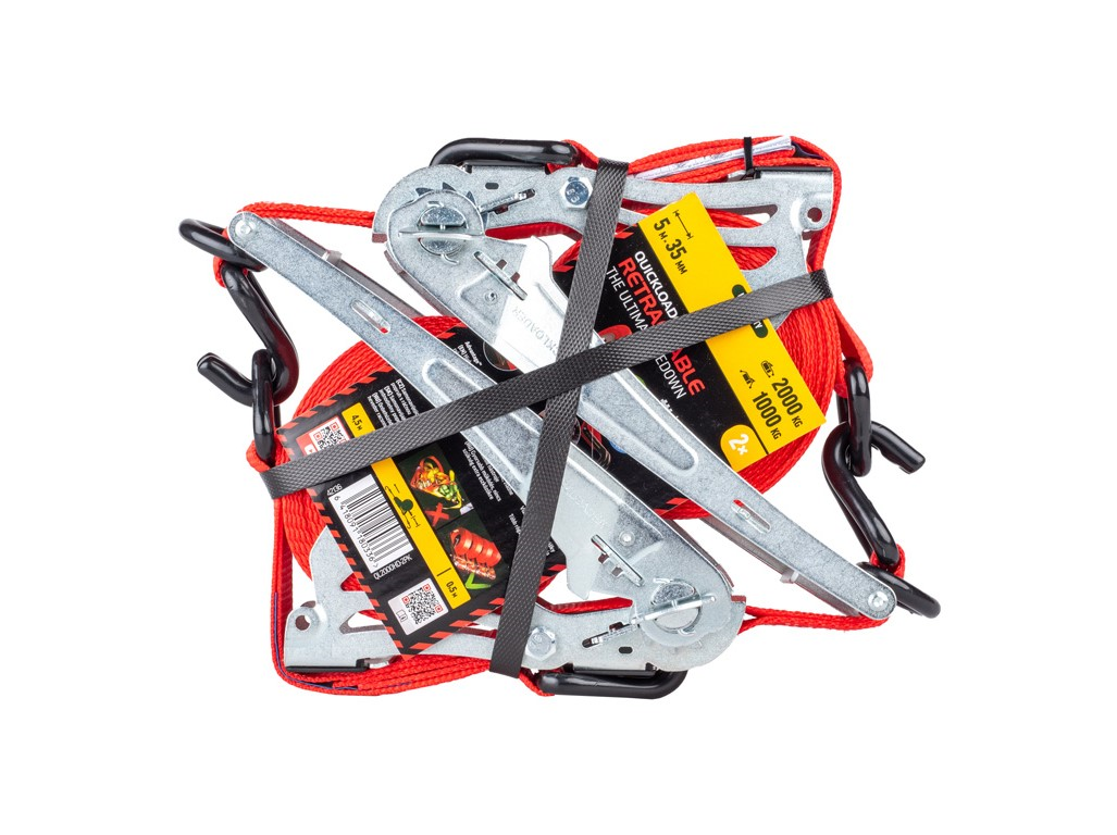 Quickloader Popruh jednodílný samonavijecí s ráčnou 2000 kg 5 m x 35 mm 2dílný