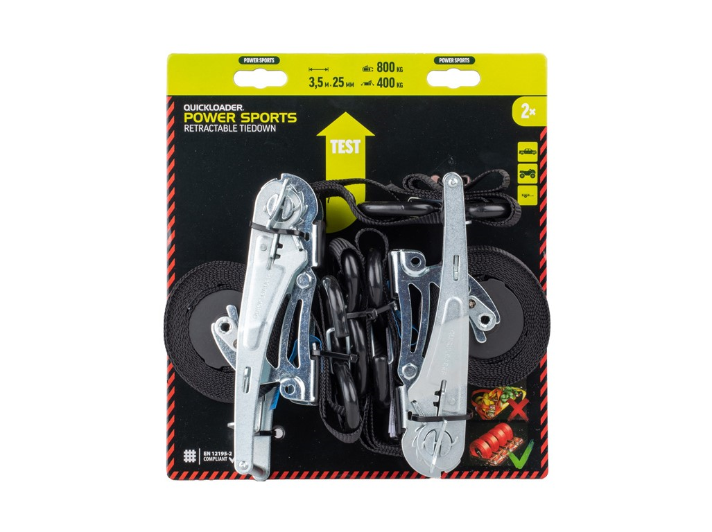 Quickloader Popruh jednodílný samonavijecí s ráčnou Motosport 800 kg 3,5 m x 25 mm 2dílný