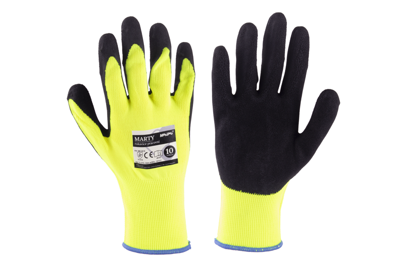 Rukavice MARTY 10" žluto-černé