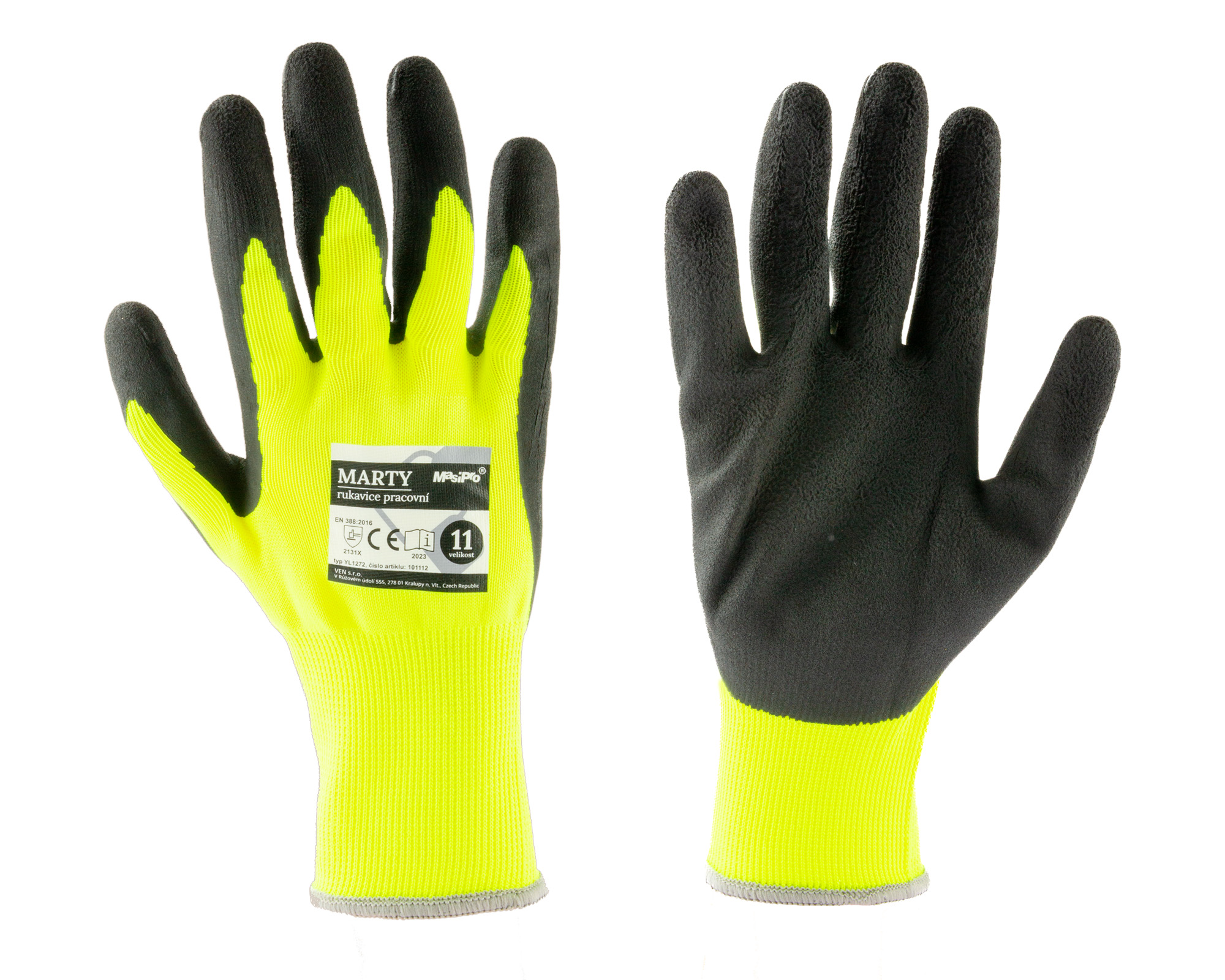 Rukavice MARTY 11" žluto-černé