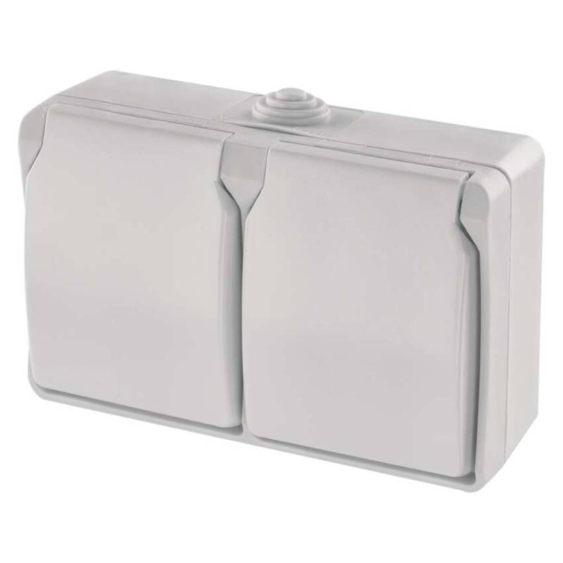 Zásuvka nástěnná dvojnásobná EMOS IP 44 / bílá