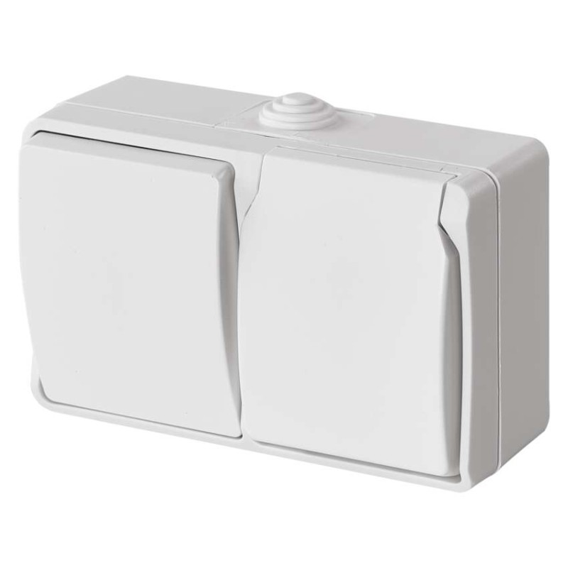 Kombinace zásuvka + přepínač nástěnná EMOS IP44 / bílá