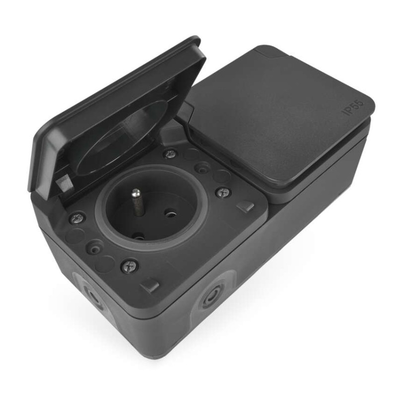 Emos Zásuvka nástěnná dvojnásobná Cyklone / IP55 / černá