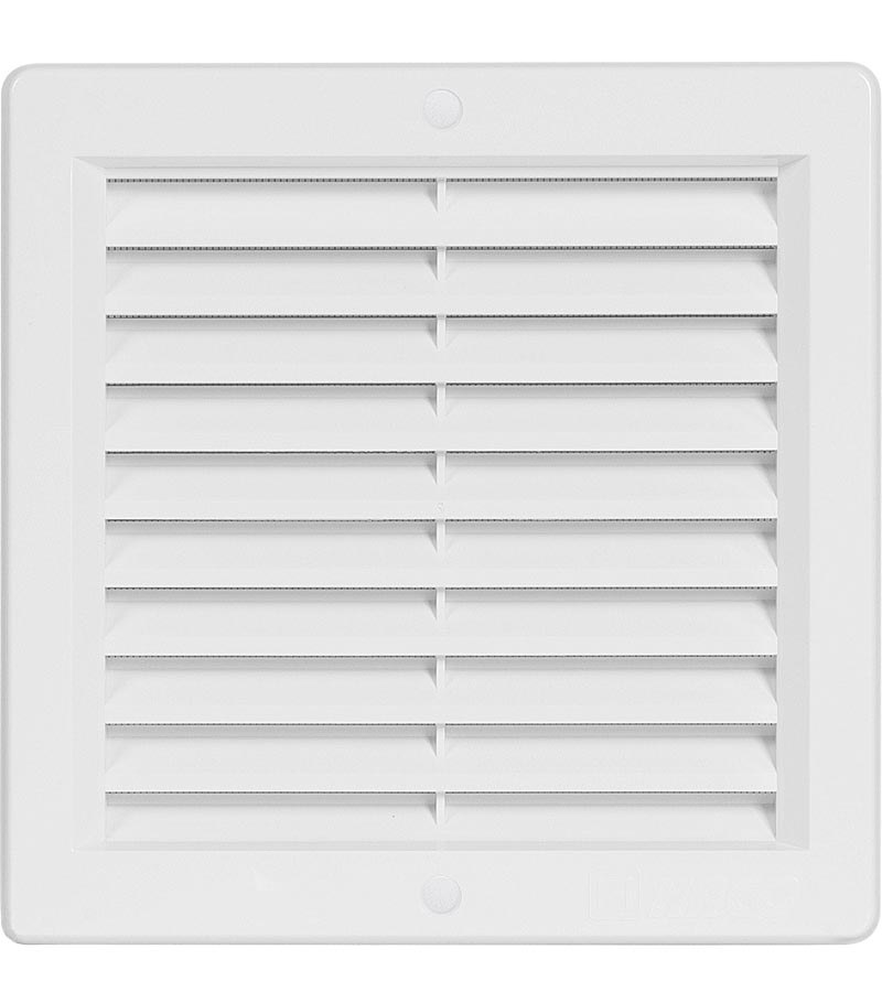 Haco Mřížka větrací 200×200 mm plastová s rámečkem a síťovinou bílá