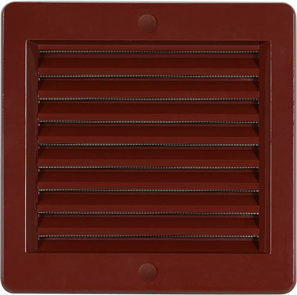 Haco Mřížka větrací 150×150 mm plastová s rámečkem a síťovinou hnědá