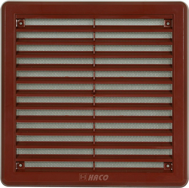 Haco Mřížka větrací 200×200 mm plastová se síťovinou hnědá