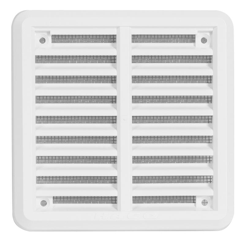 Haco Mřížka větrací 100×100 mm plastová se síťovinou bílá