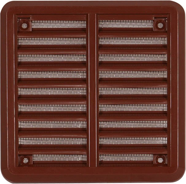 Haco Mřížka větrací 100×100 mm plastová se síťovinou hnědá