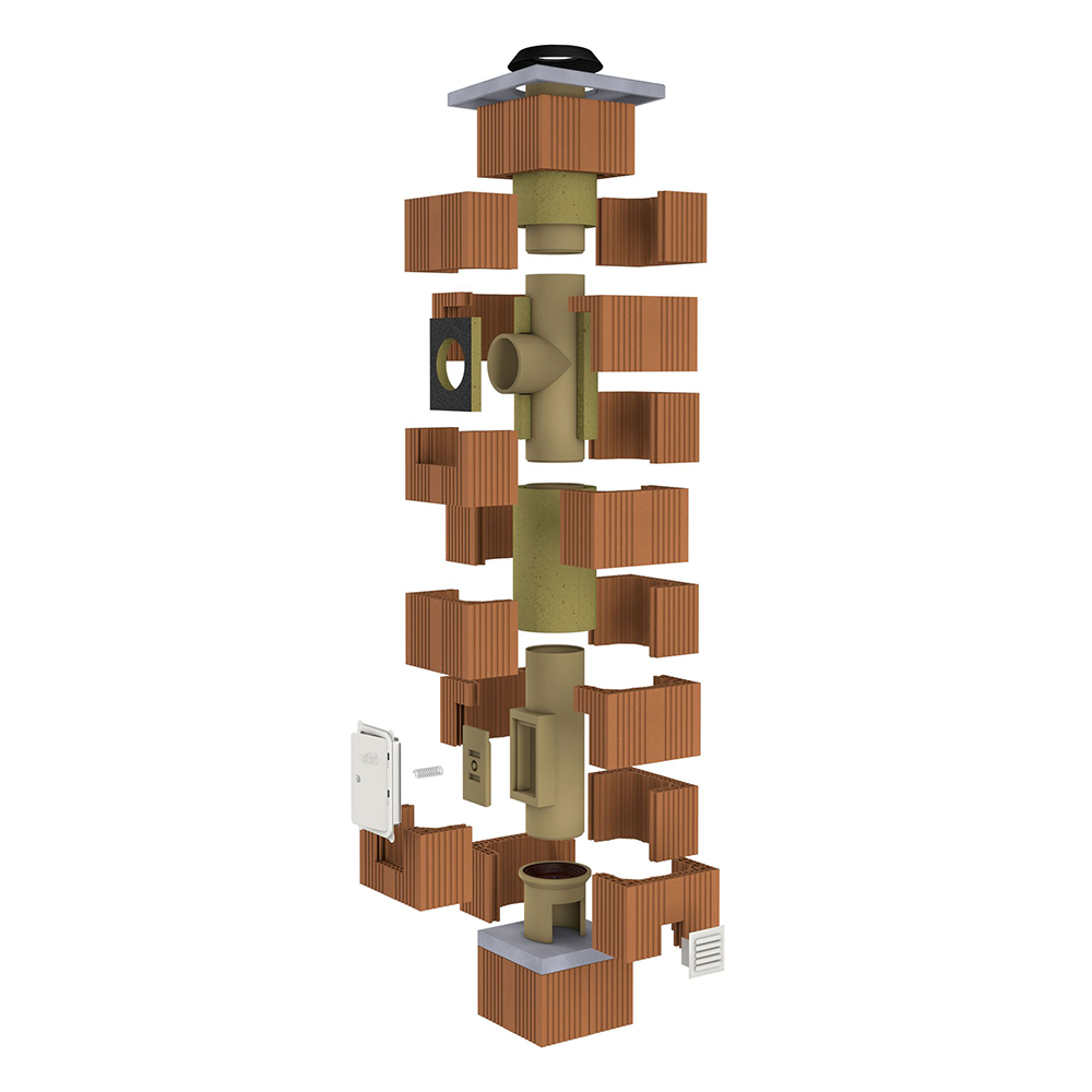 Ciko Sestava komínová 3V Universal pr. 200 mm výška 6 m připojení 90° Komfort červený