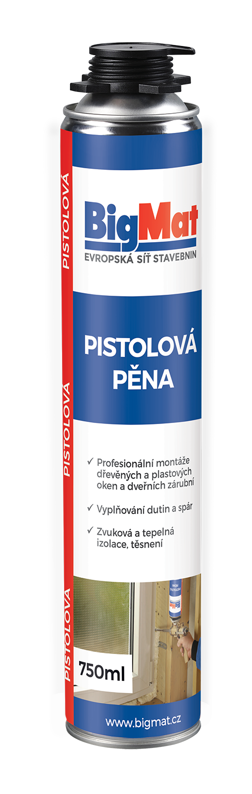Pěna montážní pistolová BigMat 750 ml