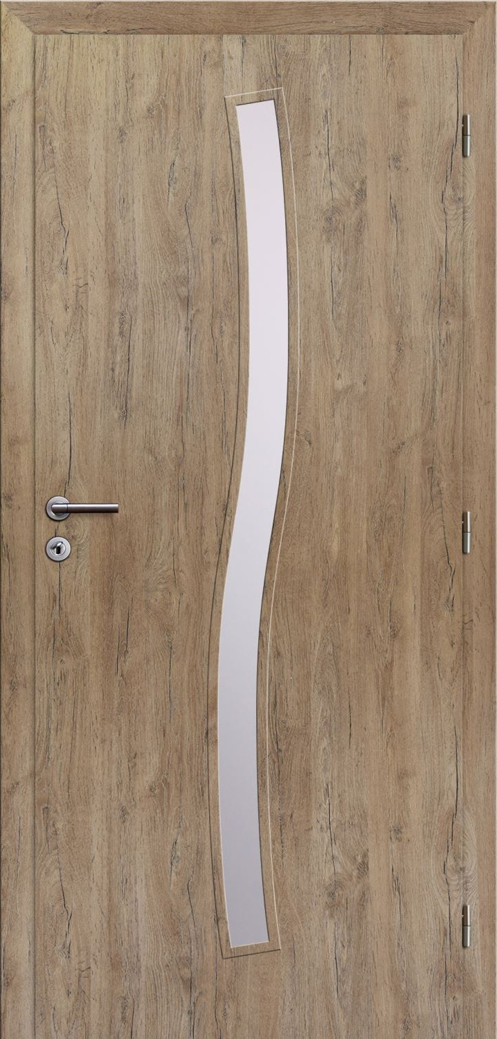 Solodoor Dveře struktur SMART 1 dub alpský 90 P oblá hrana boční sklo satinato