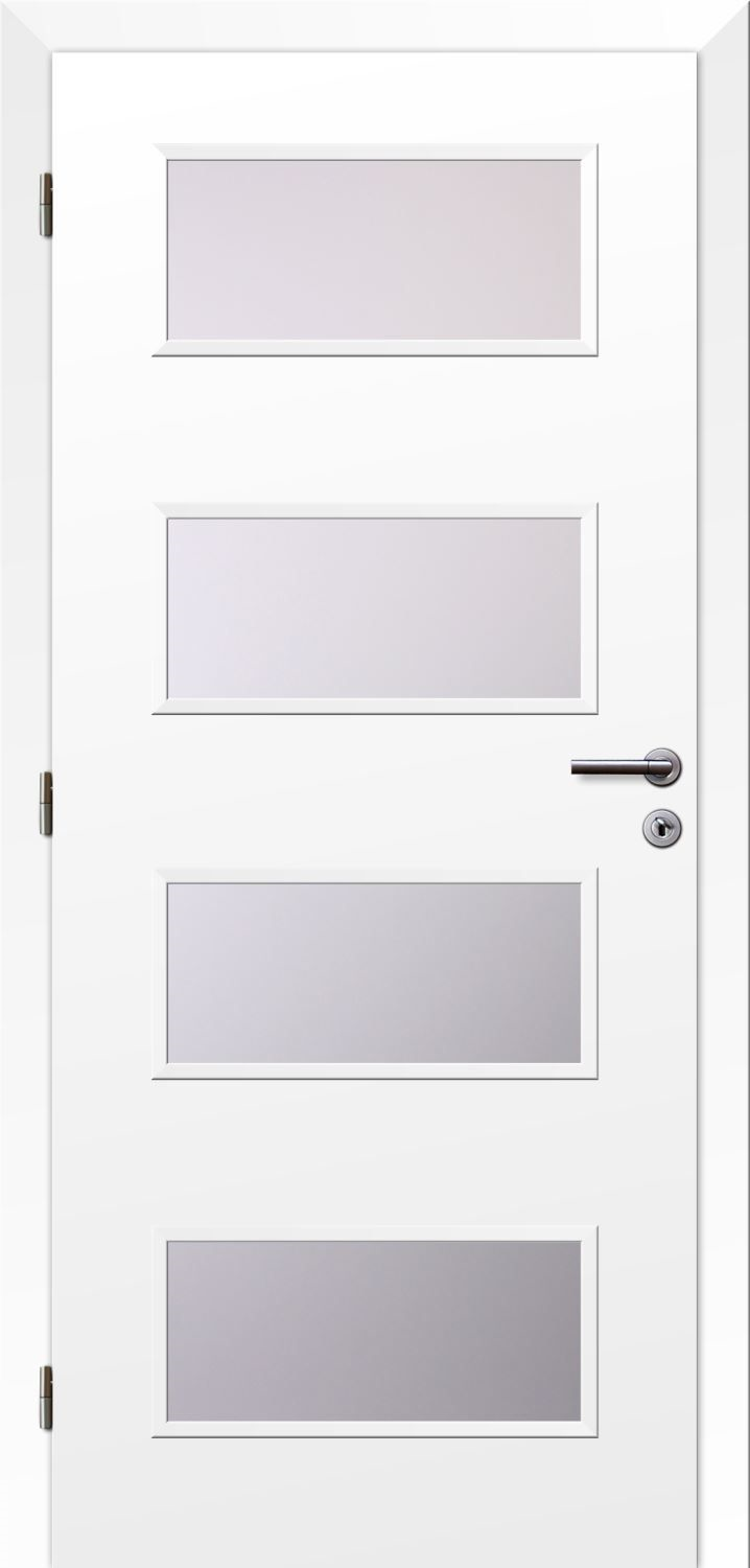 Solodoor Dveře fólie SMART 17 bílá 80 L oblá hrana boční sklo satinato